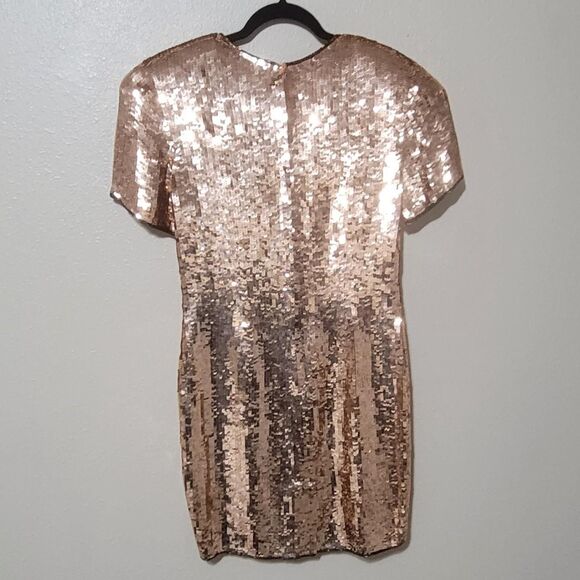 90s Modi rose gold sequin silk mini dress, size small (6 - 8) - Picture 6 of 8
